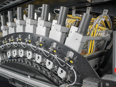 Philip Morris’s digital printing and converting line for folding cartons included this digital print unit from the very start. As digital solutions for other converting operations become available, they’ll be plugged in.