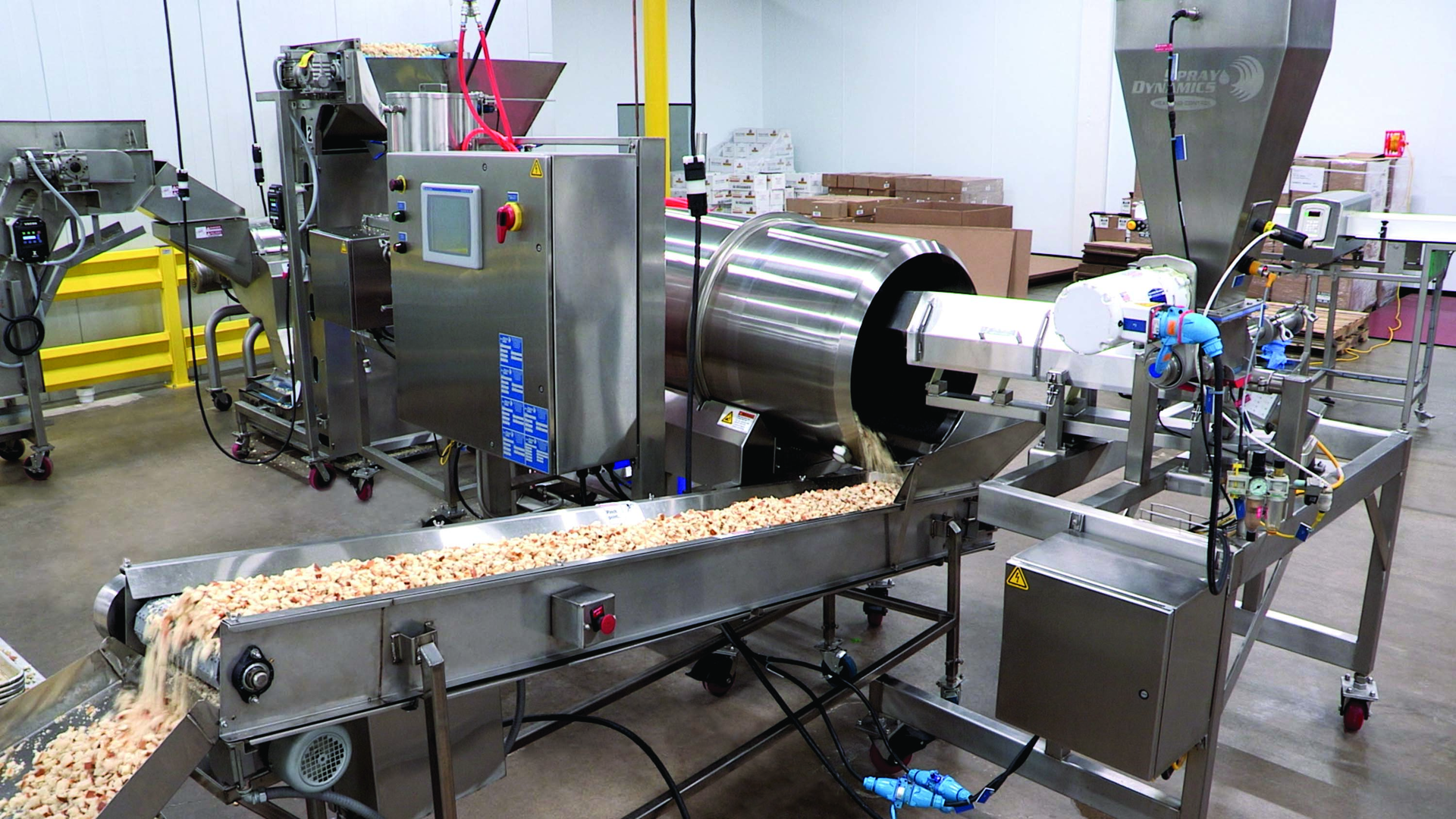 Local Oven uses Heat and Control&rsquo;s Spray Dynamics Seasoning System, a two-stage coating system that provides uniform, consistent application of oil and dry seasonings to its gluten-free croutons. Photo courtesy of Heat and Control.