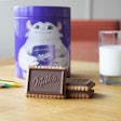 Milka for Loop uses a stainless steel container, decorated with brand characters. This one depicts Yeti.