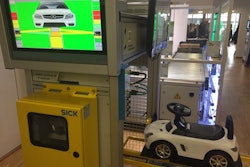 At the sick press event, the company demonstrated how some Daimler factories use a variety of sensors to move car bodies and components around the facilities via AGVs.