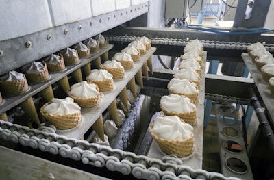 vanilla ice cream cone production