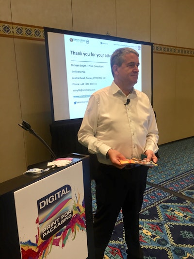 Sean Smyth at Digital Print for Packaging US 2019 in Orlando.