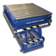 Verti-Lift scissor lift tables with an integrated conveyor and digital scales