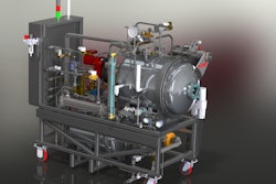 Multimode retort features rotary and horizontal agitation and saturated steam and water immersion modes.