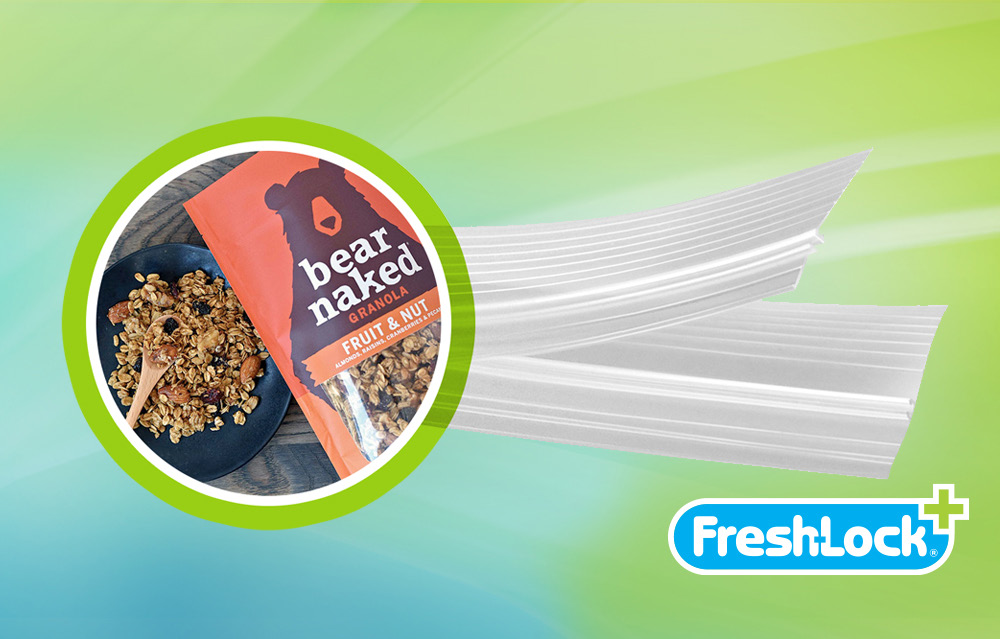 The Bear Naked package utilizes zipper style 8113, a recyclable option from the Fresh-Lock&circledR; 8000 Series.