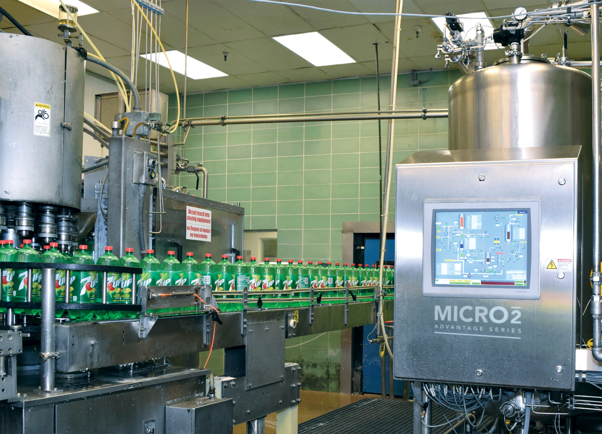 The MicrO2 blends and deaerates product upstream of Admiral&rsquo;s bottle filler, reducing foaming and speeding the filling operation.