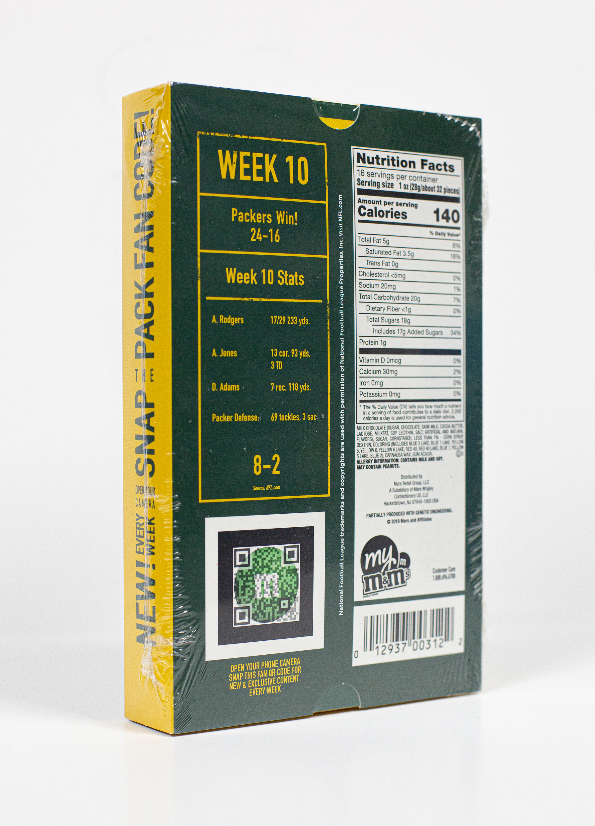 M&M'S NFL pack, back