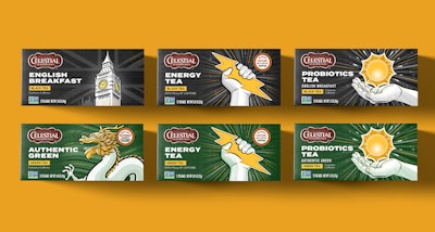 CBX created the packaging designs for Celestial Seasonings' new Probiotics and Energy line and for its core green and black teas as well.