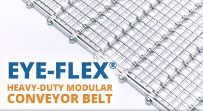 Eye-Flex conveyor belt is engineered for smooth product transfers between equipment.