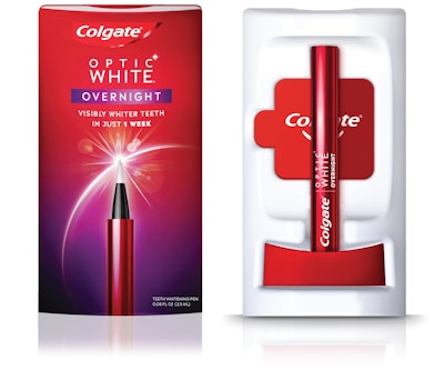 Colgate’s Whitening Pen debuted in E-Commerce channels. A good example of a SIOC (Ships in Own Container), its packaging is entirely paperboard, including an inner tray made of 100% compostable PaperFoam.