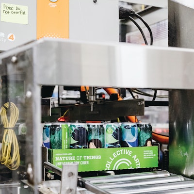 The versatile tray former and packer handles printed corrugated trays and paperboard cartons of multiple formats, but the largest volume SKUs tend to be 24-count trays of 16-oz loose cans.