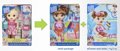 New packaging style removes the need for further elements to hold the toys in place.