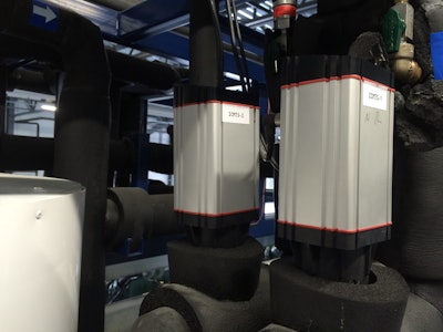 The CO2 refrigeration system depends on Danfoss ICM TS expansion valves to expand the high-pressure supercritical CO2 gas to a cold lower-pressure two-phase fluid.