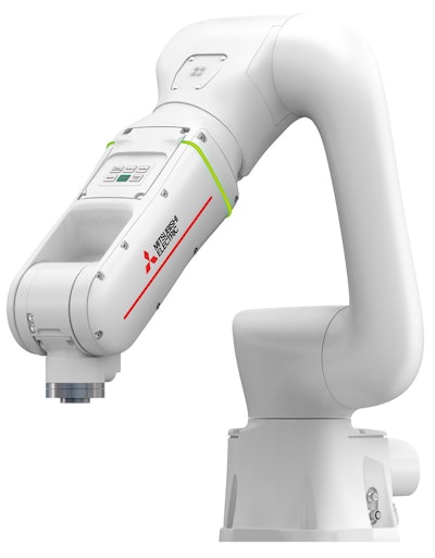 Mitsubishi Electric’s MELFA ASSISTA cobot is a six-axis, 5-kg-payload robot.