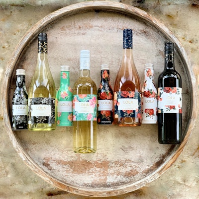 Each variety of Lola in the new aluminum bottle is variety decorated with a floral pattern that matches the label used for its 750-mL glass bottle counterpart. Photo Credit: Sue Rice @suericecreative