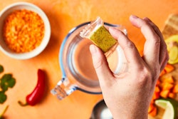 Instead of having to be discarded, the edible film dissolves harmlessly in water as the meal is cooked.