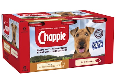 Mars Petcare UK's Chappie canned dog food is one of the brands that is now being sold in paperboard cartons rather than shrink film.