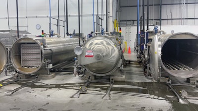 NaturPak operates six Surdry retort chambers—three for each line—that cook and sterilize the pet food products in-pack.