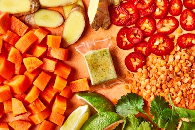 edible stock cube packaging is being trialed to replace Gousto’s existing stock mix sachets, for a packaging-free stock that’s full of flavor.