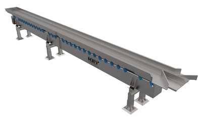 The new Marathon vibratory conveyor with monobeam construction features a narrow frame to provide better access to the conveyor bed and fewer parts to clean.