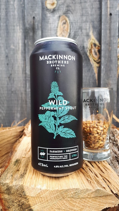 Seasonal brews, like this Wild Peppermint Stout, use digitally printed cans with practically no MOQ. MacKinnon prefers the look and feel of digitally printed cans to the shrink sleeve alternative.