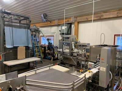 The canning line and a depalletizer. The MacKinnon line is running at 40 cans per minute, but the machine is capable of speeds up to 50.