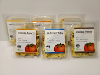 Cucina Fresca packages its fresh pasta cuts in 4-inch by 8-inch sustainably produced food trays, with all products in semi-rigid packaging.