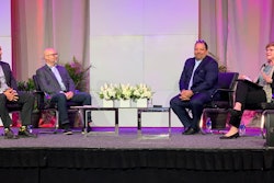 Krysta Harden (right) of the U.S. Dairy Export Council led a panel discussion at the Cheese Expo in Milwaukee.