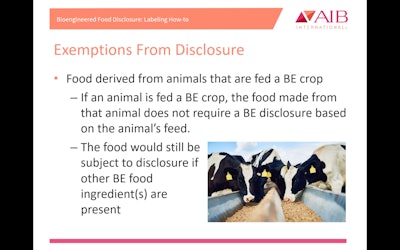 The webinar further explains which foods are exempt from the disclosure.