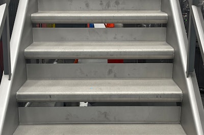 The SlipNot anti-slip flooring is used on all new elevated surfaces at Simmons Foods, including stairs, platforms, crossovers, catwalks, and ladders