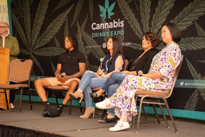 L-R: David Paleschuck, Joshua Littlejohn, Adriana Hemans, Lisa Weser, and Allison Disney discuss demographic trends at the Cannabis Drinks Expo in Chicago.