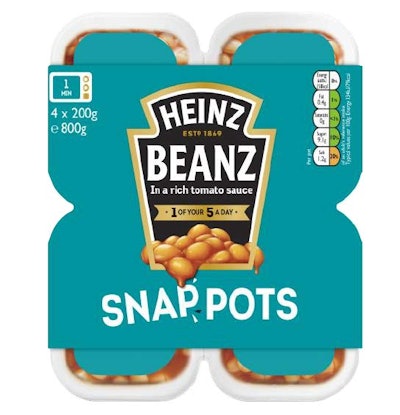Kraft's Heinz Beanz Snap Pots with 39% recycled soft plastic