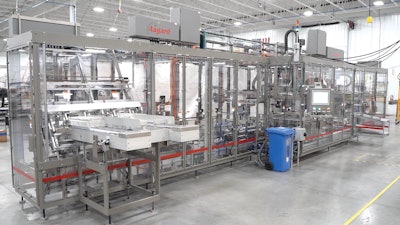 The fully automated custom monobloc cartoning, case packing, and palletizing system at Underwood Ammo.