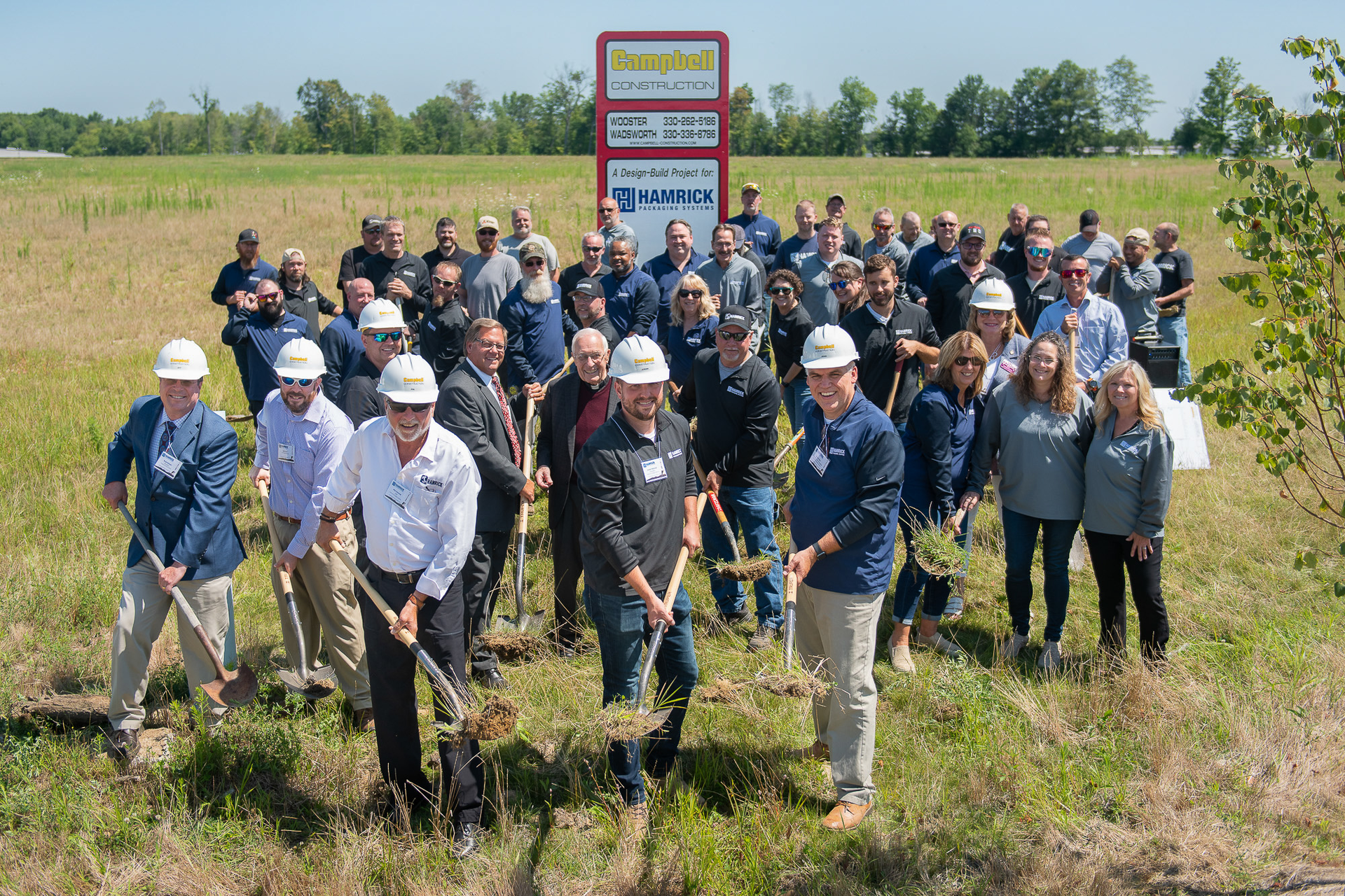 Hamrick Packaging's 2021 groundbreaking ceremony for its new 65,000 sq. ft. manufacturing facility.