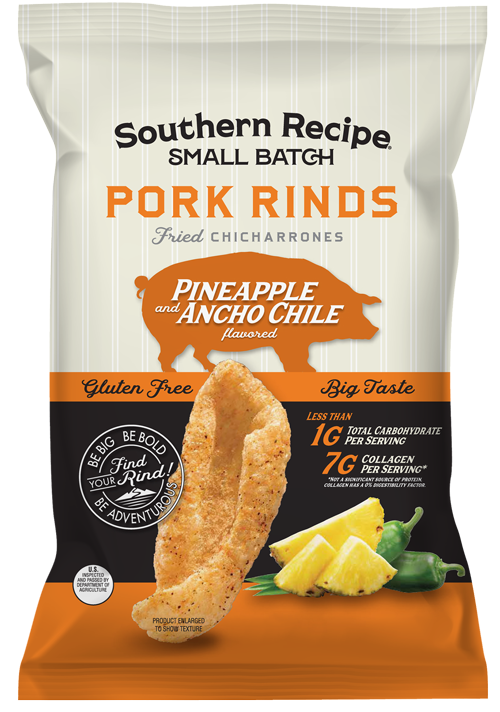 Pineapple and Ancho Chile pork rind package design