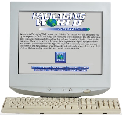 Packaging World's first website, circa 1995.