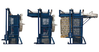 Both the rotary infeed table and the automated sweep of the International Modbus can be folded away, making it easy to tuck the machine away when not in use.