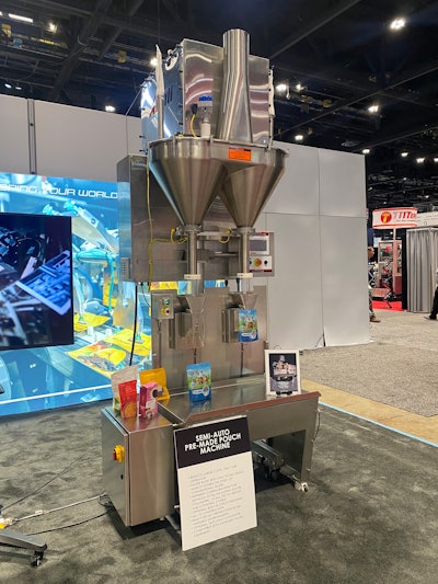 Yeaman Machine's new semi-automatic pouch filler.