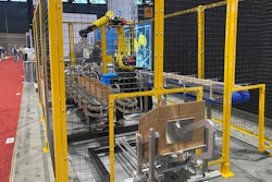 Yeaman Machine's new top-load case packer with robotic infeed and case erecting.