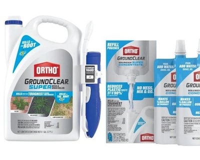 ScottsMiracle-Gro's Ortho GroundClear Super Concentrate weed and grass killer refill pouch.