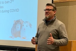 Troy Bergum of Xcluder speaks about pest exclusion techniques at the Food Northwest Process and Packaging Expo.