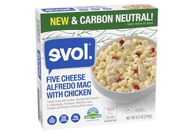 Evol, produced in a TRUE-certified Zero Waste facility, is the first brand to introduce Carbonfree Certified Carbon Neutral single-serve frozen meals.