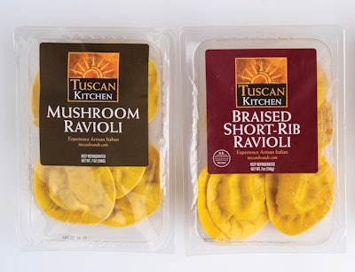 Tuscan Kitchen brand 7-oz ravioli packs.