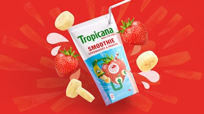 The Smoothie Machine on-pack graphic design concept bubbled up from the Stormbrands team's own kids, who were asked to draw how they believed smoothies were made. The automated machine element balances with Tropicana's usual real, natural fruit graphic treatment.