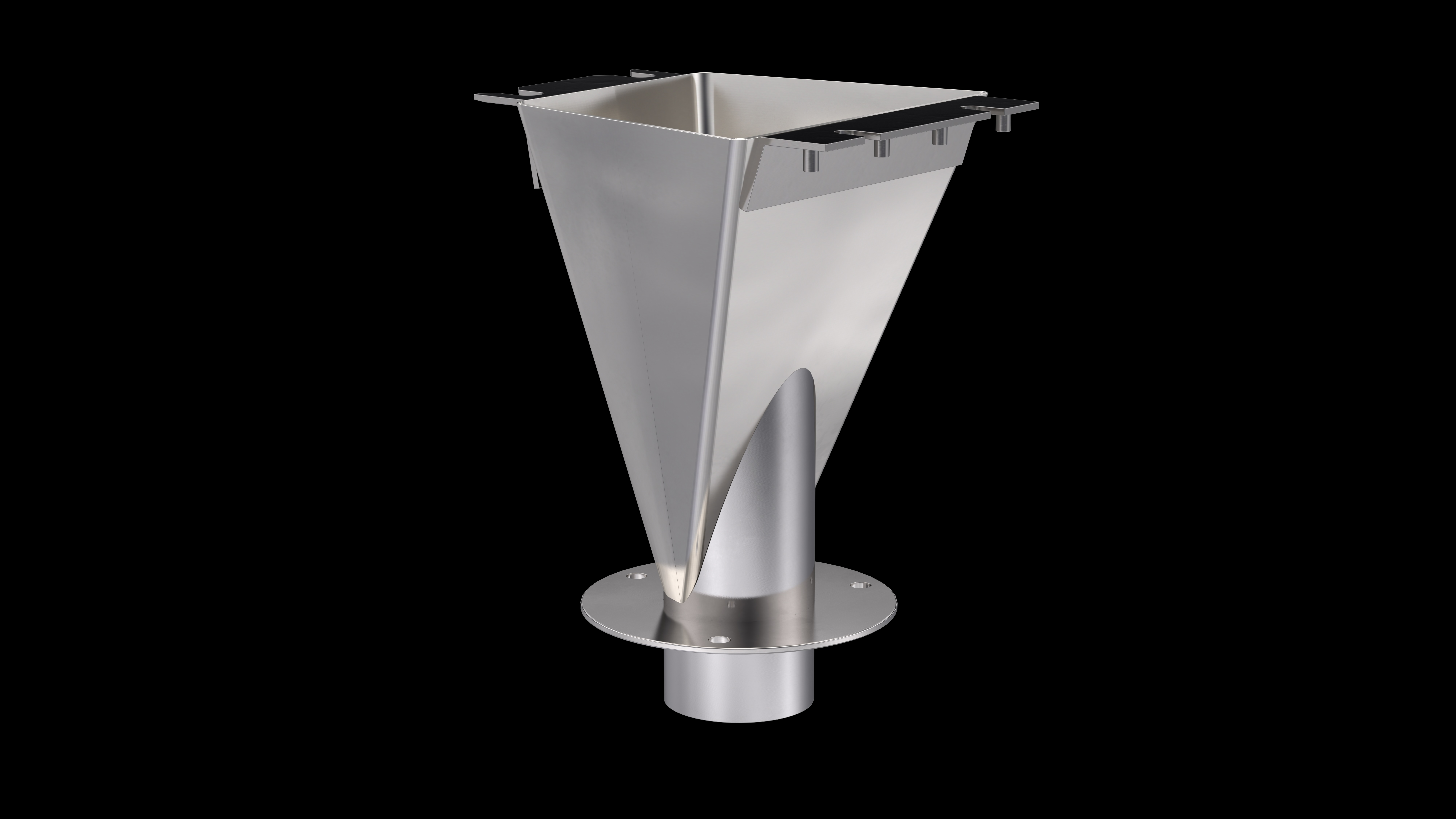All-Fill&rsquo;s Eccentric Funnel Design process results in customized rotary auger filler funnels with offset pipes that eliminate the bridging that can occur with free-flowing products.