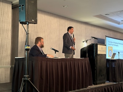 Brandon Neuschafer (left) and Tom Lee at the PFAS: Impact on the Planet and Solutions for the Packaging Industry event in Madison, Wisconsin.