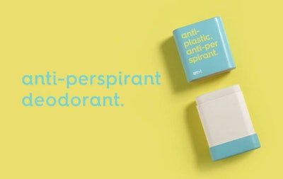 Smol's new 'anti-plastic anti-perspirant' is packaged in a board-based deodorant stick.