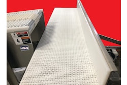 Image shows 90-degree bag drop reorientation transfer section with backstop assistance.