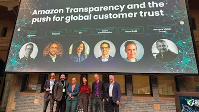 Amazon’s Güneri Tugcu (second from left), senior partner manager, transparency, led a panel on fostering greater interoperability between disparate smart packaging. The aim was go get started on journeys toward on-pack authentication technology stacks to prevent counterfeiting and protect their brand, especially in e-commerce channels like Amazon’s. “We see that the first step is the hardest for most of the brands, but that’s why brand owner education is so important, because at stake is your brand, your brand awareness, and consumers’ trust in you,” Tugcu said. “That’s why at Amazon, we make it as easy as possible to just get started, because most of the brands we see don’t have any solution [for authentication]. And while we’re certainly an advocate for multi-layer interoperable systems for authentication, sometimes a small solution is better than no solution. Sometimes we need to give brands a little help to get something going, and then layer on top of that to build to a more advanced, more mature solution.”