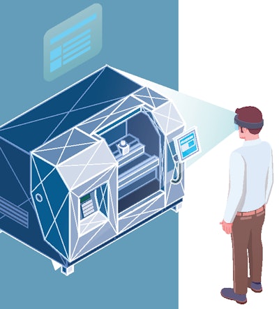 AR technology can enhance real-world surroundings to provide additional information about machinery.